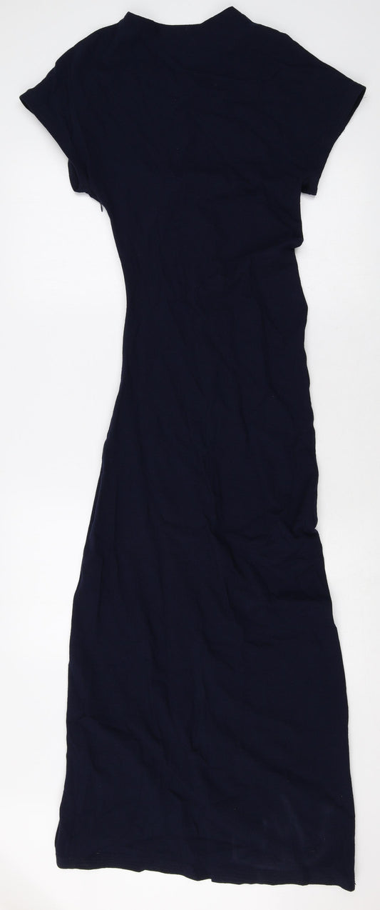 Zara Womens Blue Wool T-Shirt Dress Size XS Round Neck Zip