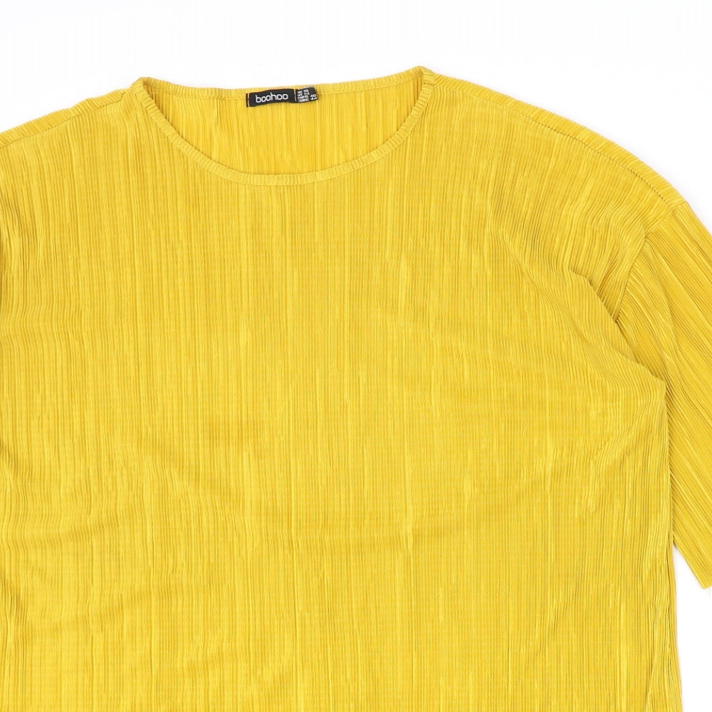 Boohoo Womens Yellow Polyester Jersey T-Shirt Size 18 Round Neck