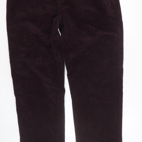 TU Mens Purple Cotton Trousers Size 34 in Regular Button