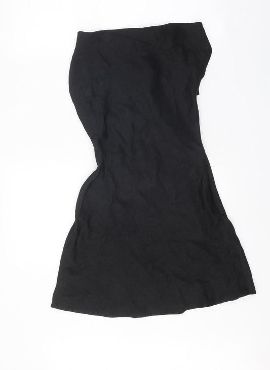 Zara Womens Black Viscose A-Line Size S Off the Shoulder Tie