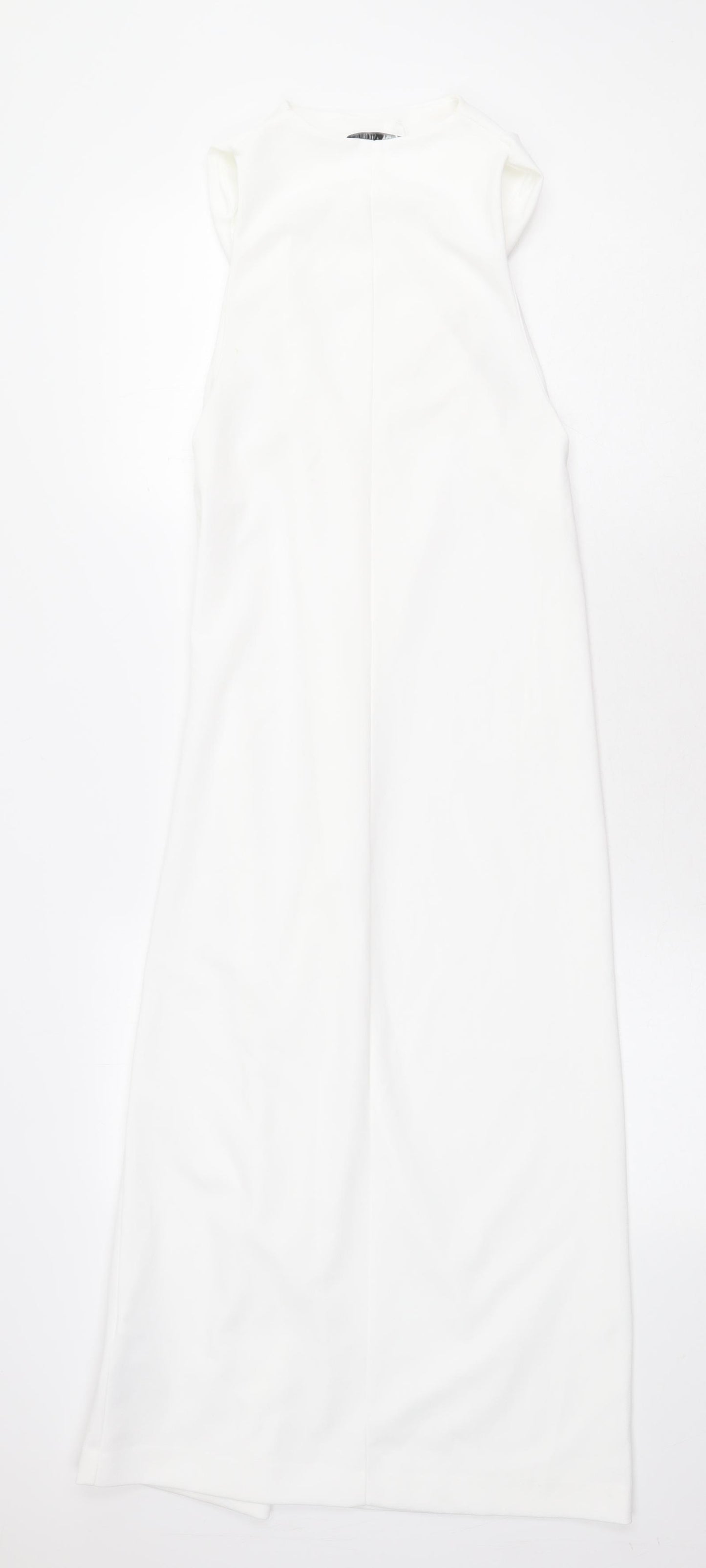 Zara Womens White Polyester Sheath Size S Round Neck Pullover