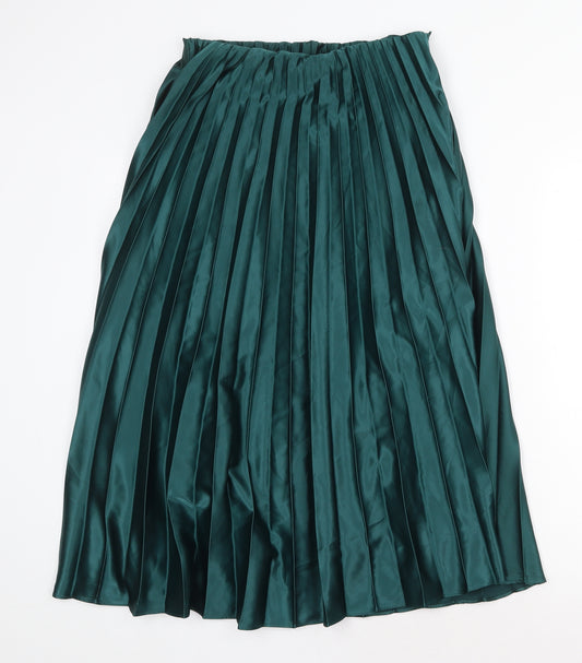 Zara Womens Green Polyester A-Line Skirt Size M Regular Pull On