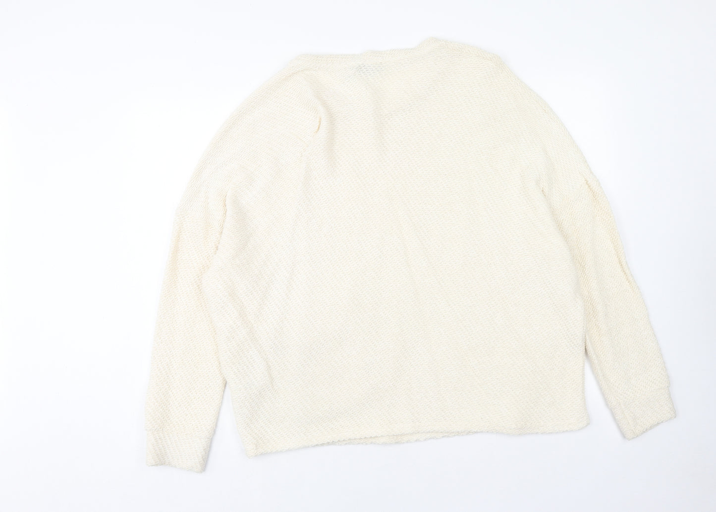 Primark Womens Ivory Round Neck Cotton Pullover Jumper Size 12 Pullover