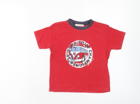 George Boys Red Cotton Basic T-Shirt Size 3-4 Years Crew Neck Pullover