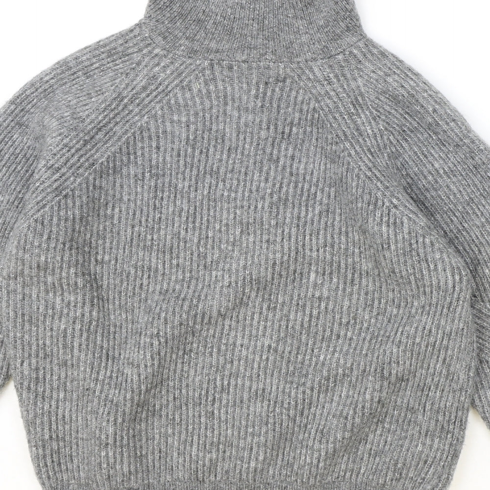 Marks and Spencer Womens Grey High Neck Acrylic Pullover Jumper Size L Zip
