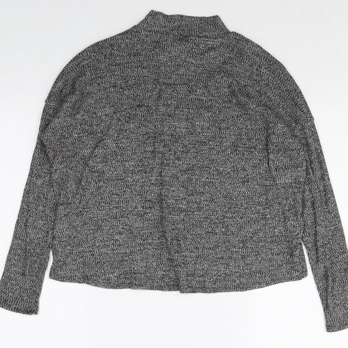 Divided Womens Grey Mock Neck Herringbone Polyester Pullover Jumper Size S Pullover