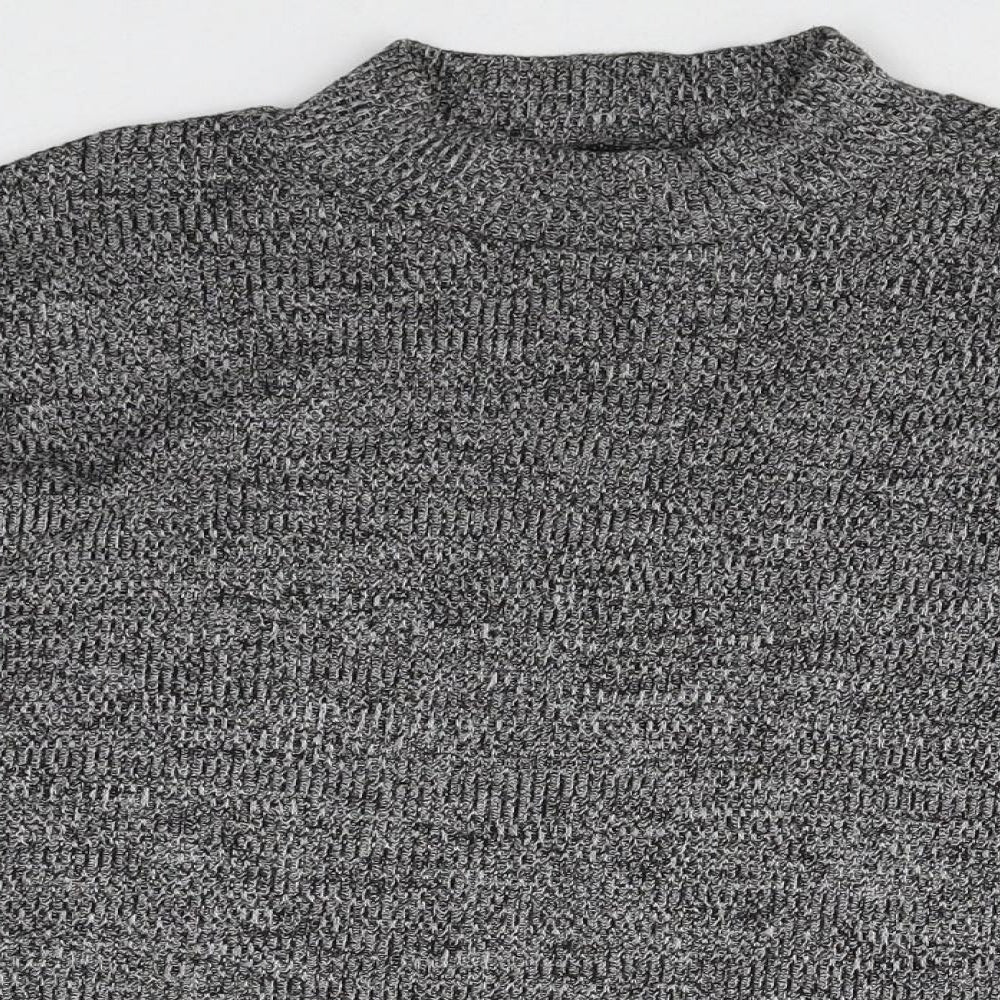 Divided Womens Grey Mock Neck Herringbone Polyester Pullover Jumper Size S Pullover