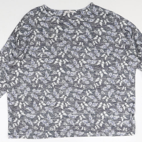 TU Womens Grey Geometric Polyester Basic Blouse Size 22 Round Neck - Butterfly Print