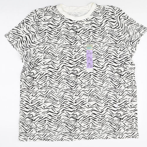 Primark Womens Grey Animal Print Cotton Basic T-Shirt Size XL Round Neck - Zebra Pattern