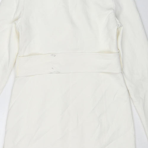 Karen Millen Womens White Polyester Jacket Dress Size 14 Collared Button