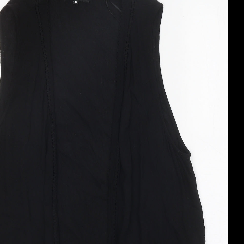 New Look Womens Black Viscose Kimono Tank Size 12 V-Neck