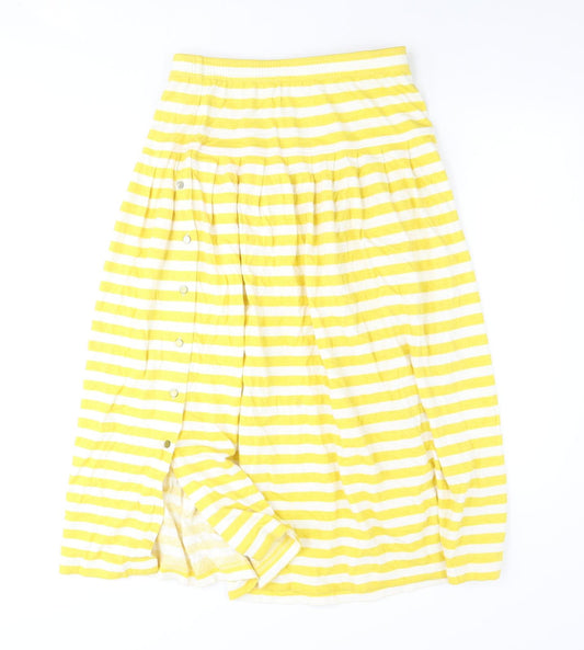 Cinch Womens Yellow Striped Polyester A-Line Skirt Size 14 Button