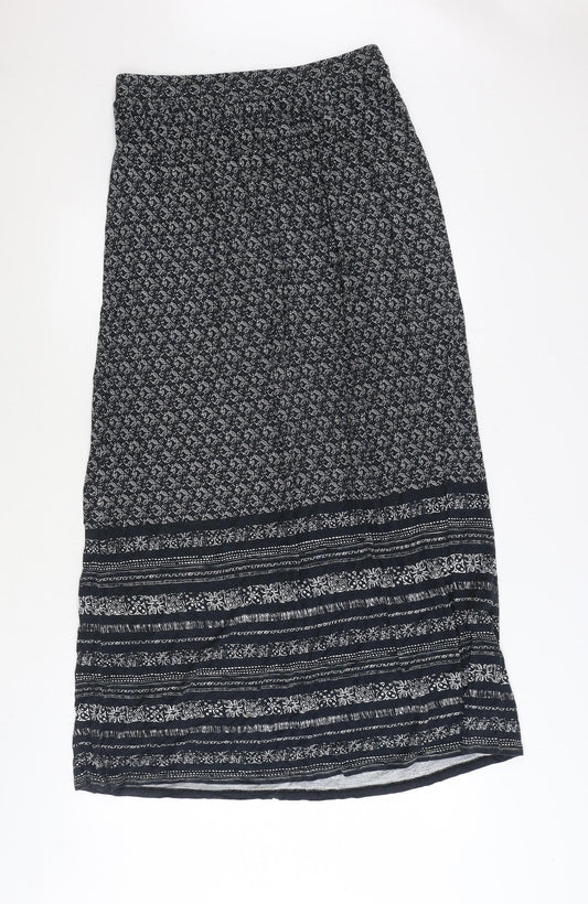 Marks and Spencer Womens Blue Geometric Viscose A-Line Skirt Size 10