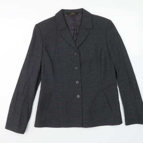 Marks and Spencer Womens Grey Polyester Jacket Blazer Size 12 Button