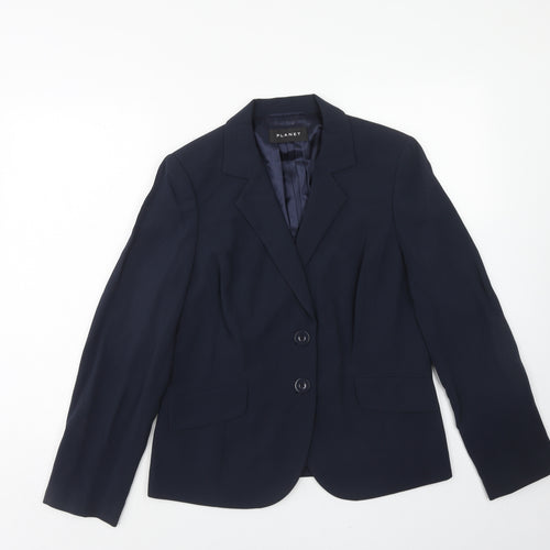 Planet Womens Blue Polyester Jacket Blazer Size 14 Button