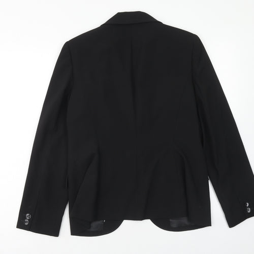 F&F Womens Black Polyester Jacket Blazer Size 14 Button