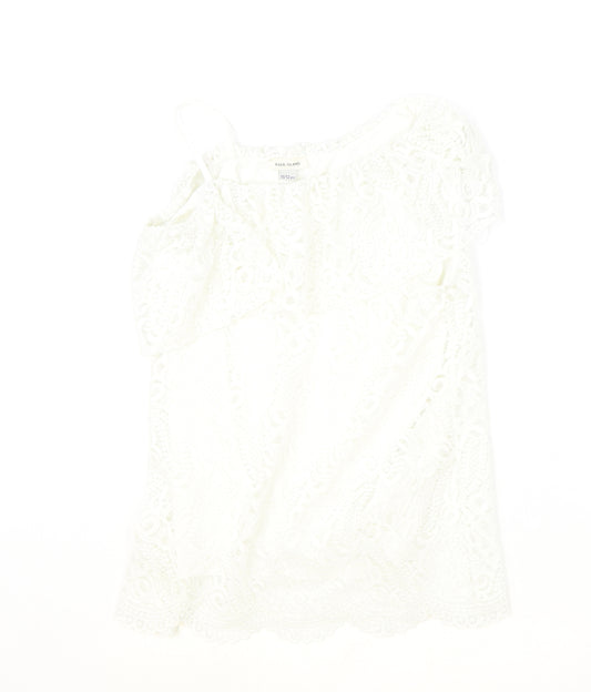 River Island Girls Ivory Polyester Basic Blouse Size 11-12 Years Off the Shoulder Pullover