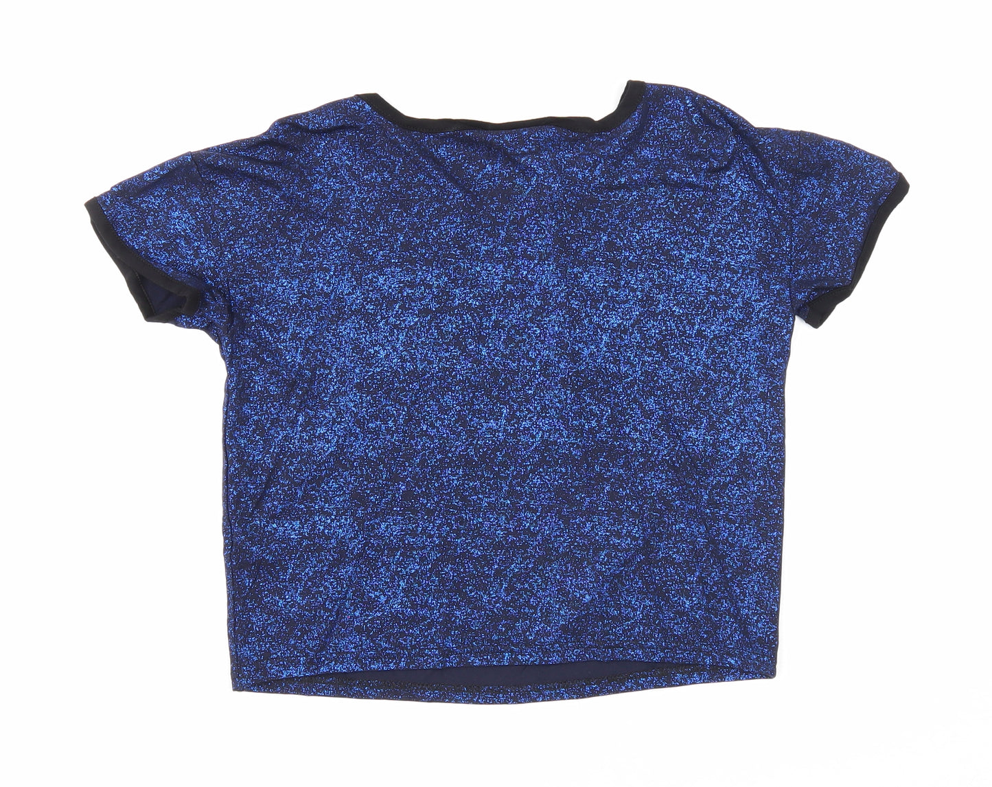 M&Co Girls Blue Viscose Basic T-Shirt Size 11-12 Years Round Neck Pullover - Watch This Space