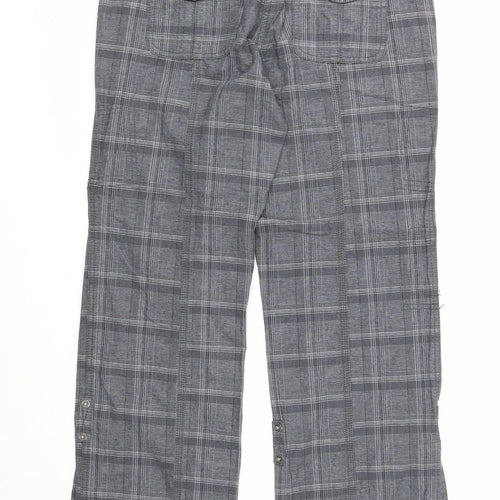 Street One Womens Grey Plaid Cotton Trousers Size 12 Regular Zip