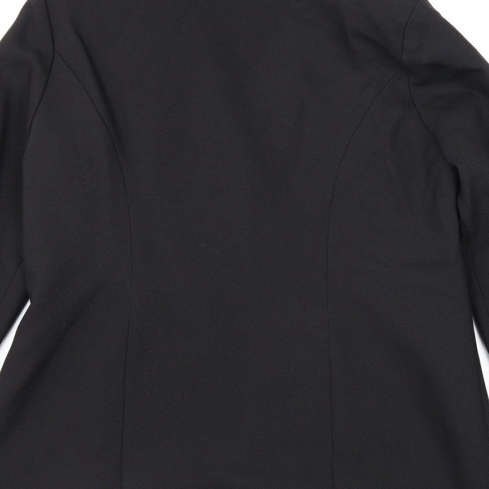 Damart Womens Black Polyester Jacket Blazer Size 12 Button