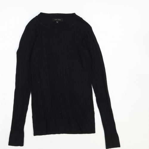 New Look Womens Black Crew Neck Cotton Pullover Jumper Size 8 Pullover