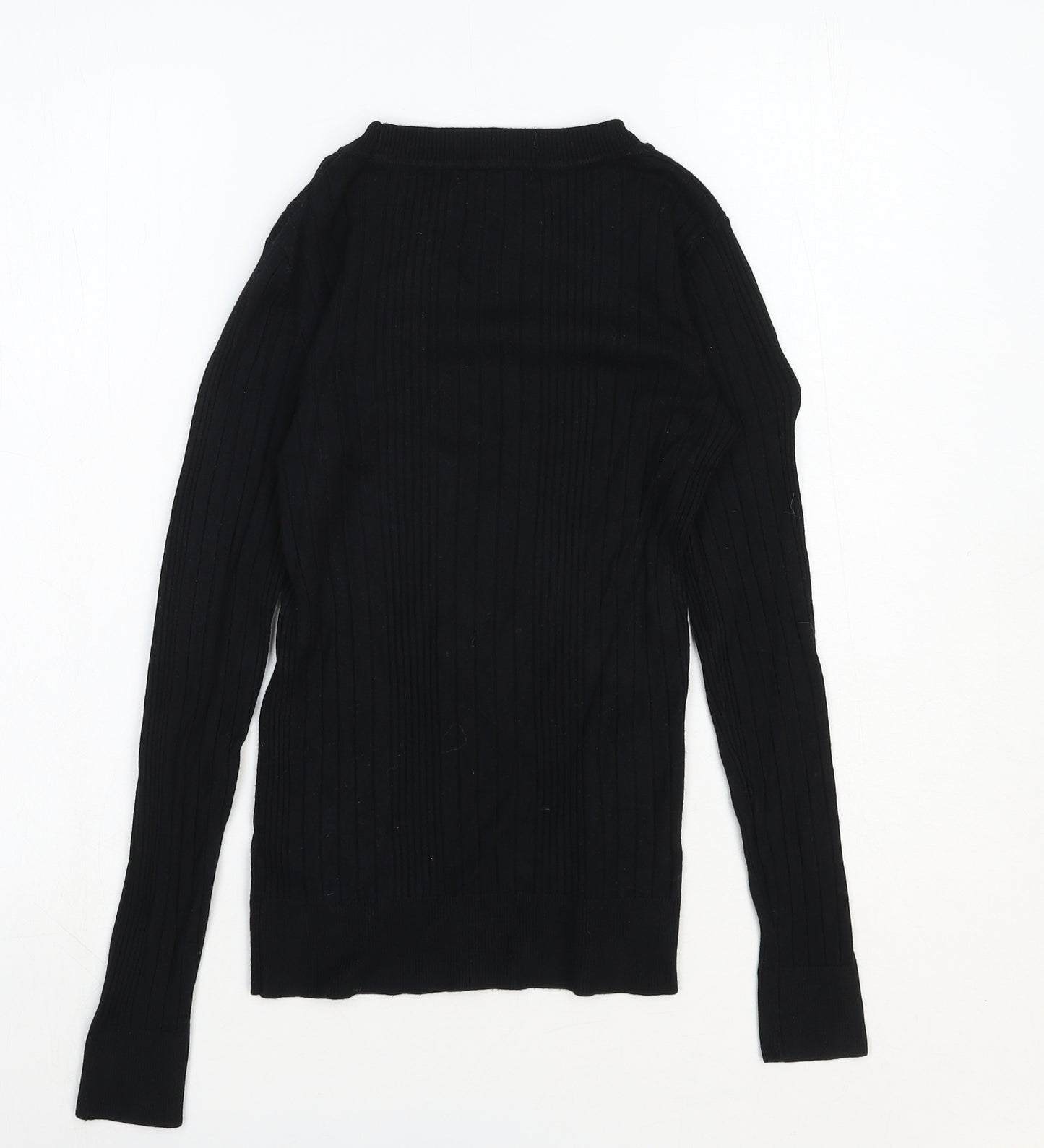 New Look Womens Black Crew Neck Cotton Pullover Jumper Size 8 Pullover