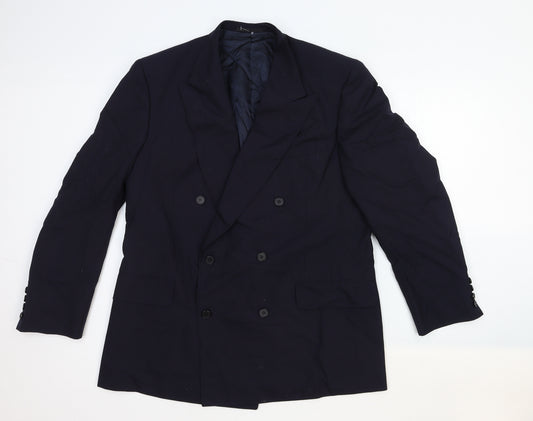 Chester Barrie Mens Blue Wool Jacket Suit Jacket Size 44 Regular