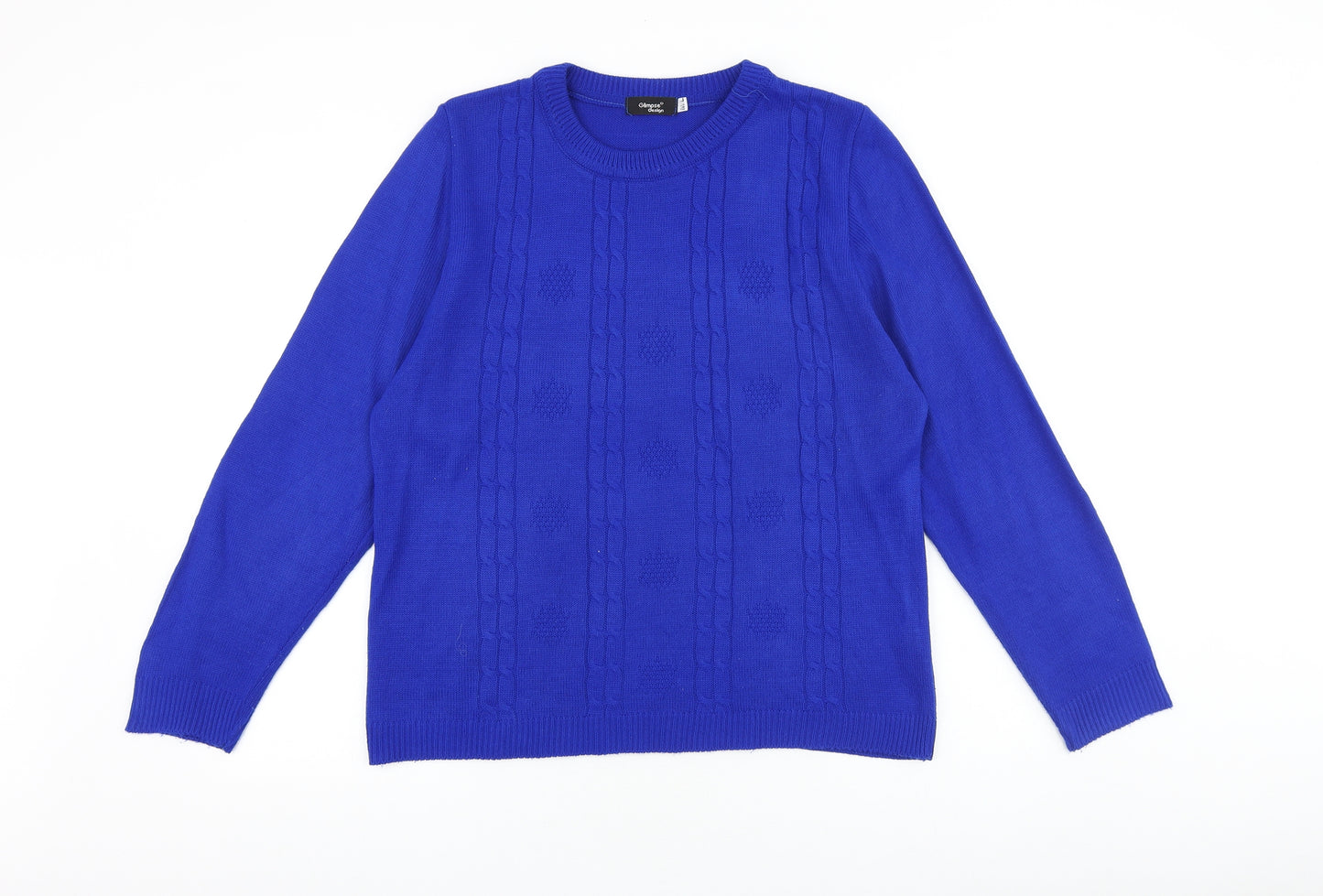 Glimpse Design Womens Blue Crew Neck Acrylic Pullover Jumper Size M