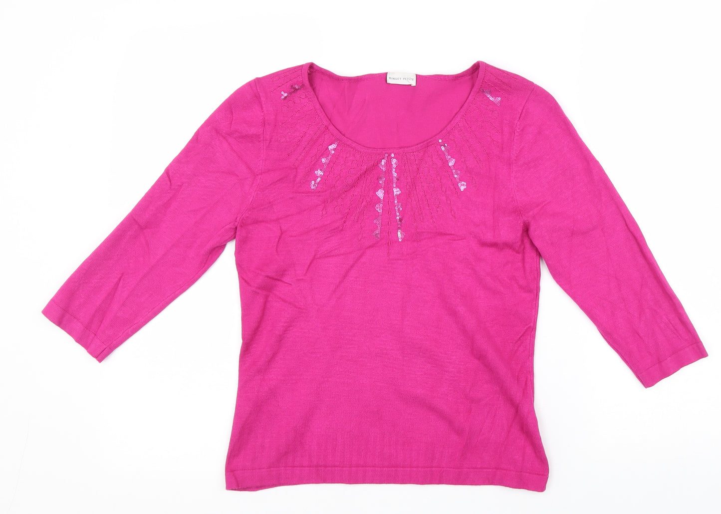 Minute Womens Pink Scoop Neck Acrylic Pullover Jumper Size 8 Pullover