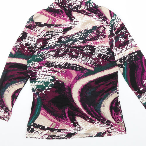 Oscar B Womens Multicoloured Geometric Viscose Basic T-Shirt Size 12 V-Neck