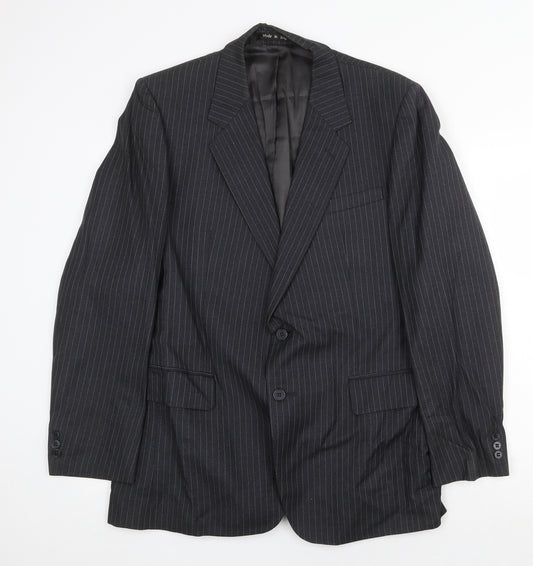 Burton Mens Grey Striped Wool Jacket Suit Jacket Size 38 Regular