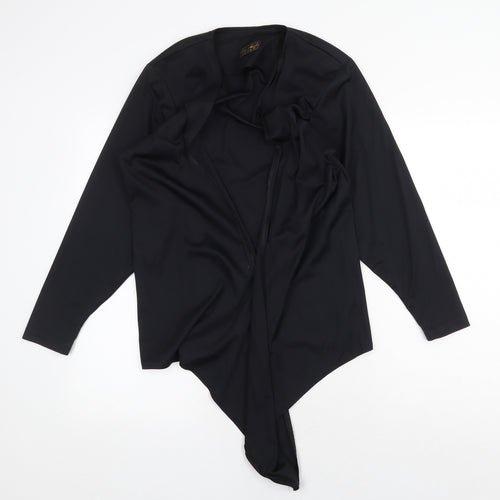 Mandy Marsh Womens Black Polyester Kimono Blouse Size 10 V-Neck