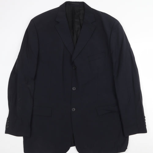 Moss Mens Blue Wool Jacket Suit Jacket Size 44 Regular