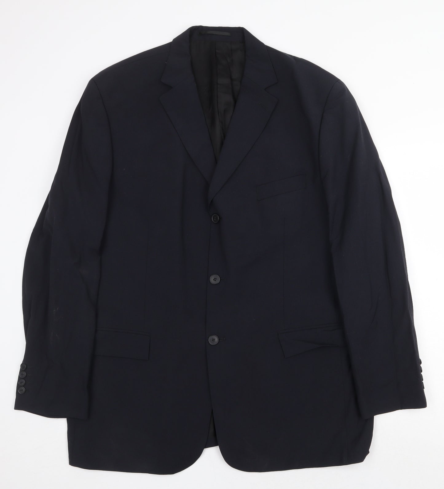 Moss Mens Blue Wool Jacket Suit Jacket Size 44 Regular