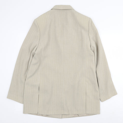 C&A Mens Beige Striped Polyester Jacket Suit Jacket Size 40 Regular