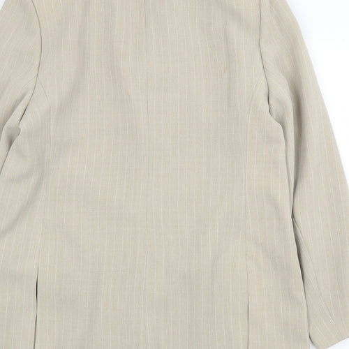 C&A Mens Beige Striped Polyester Jacket Suit Jacket Size 40 Regular