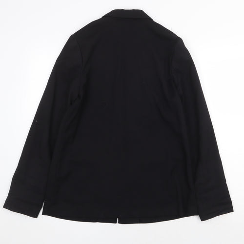 H&M Womens Black Polyester Jacket Blazer Size 12 Button