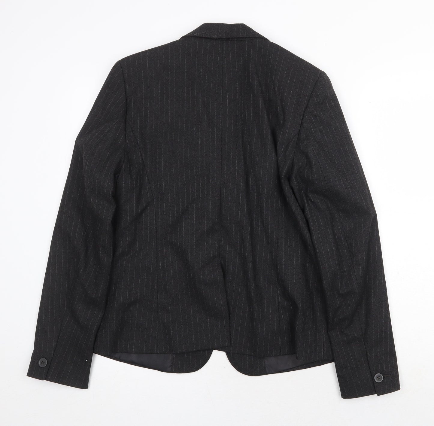 NEXT Womens Grey Striped Polyester Jacket Blazer Size 14 Button