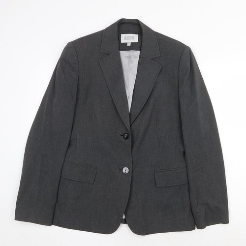 NEXT Womens Grey Polyester Jacket Blazer Size 14 Button