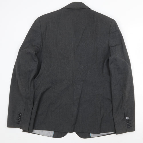 NEXT Womens Grey Polyester Jacket Blazer Size 14 Button