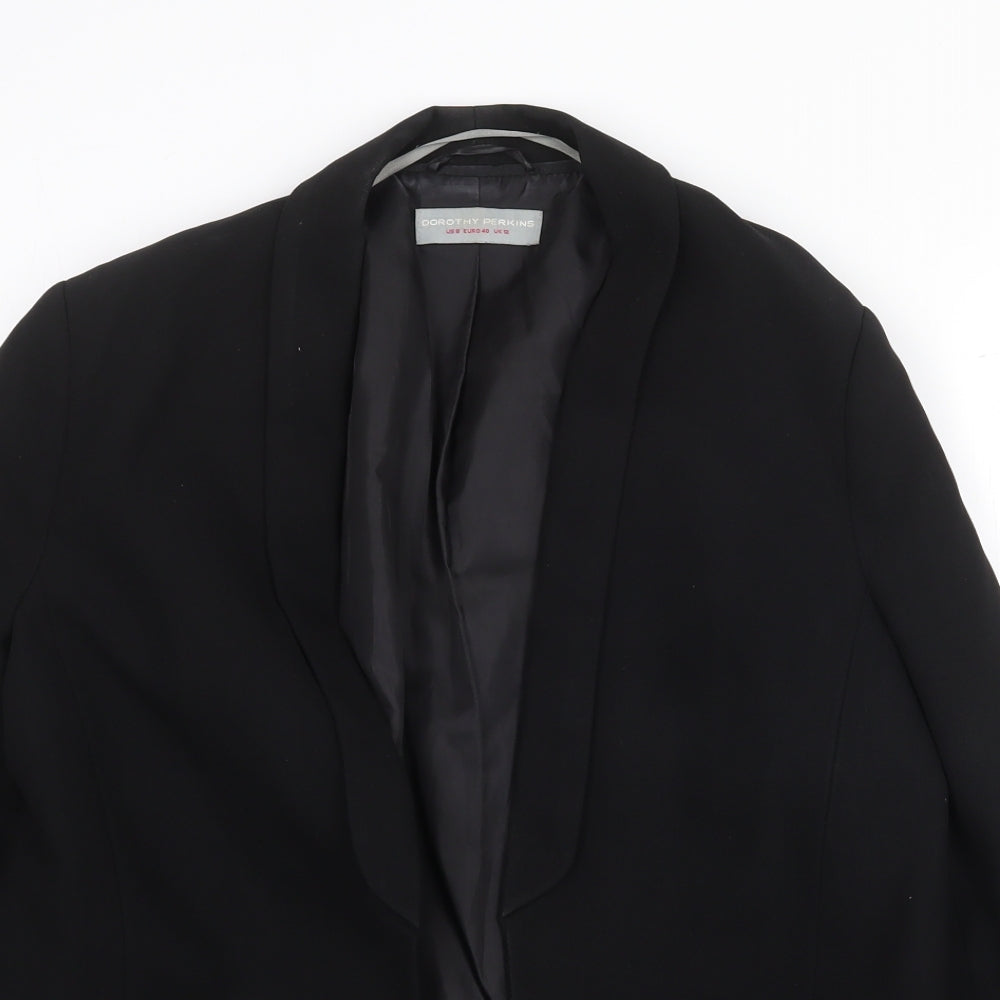 Dorothy Perkins Womens Black Herringbone Polyester Jacket Blazer Size 12