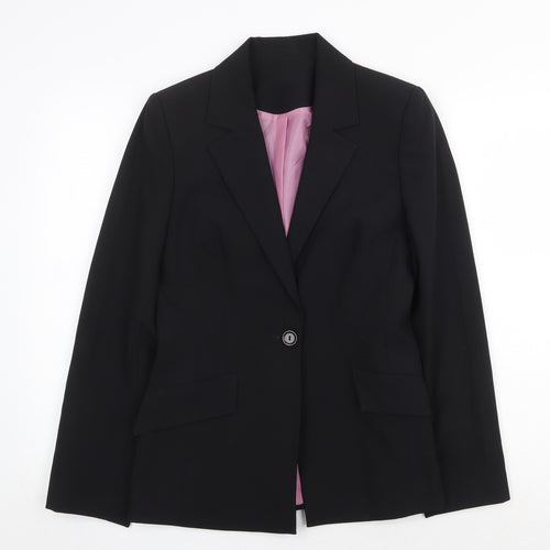 NL Collection Womens Black Polyester Jacket Blazer Size 10 Button