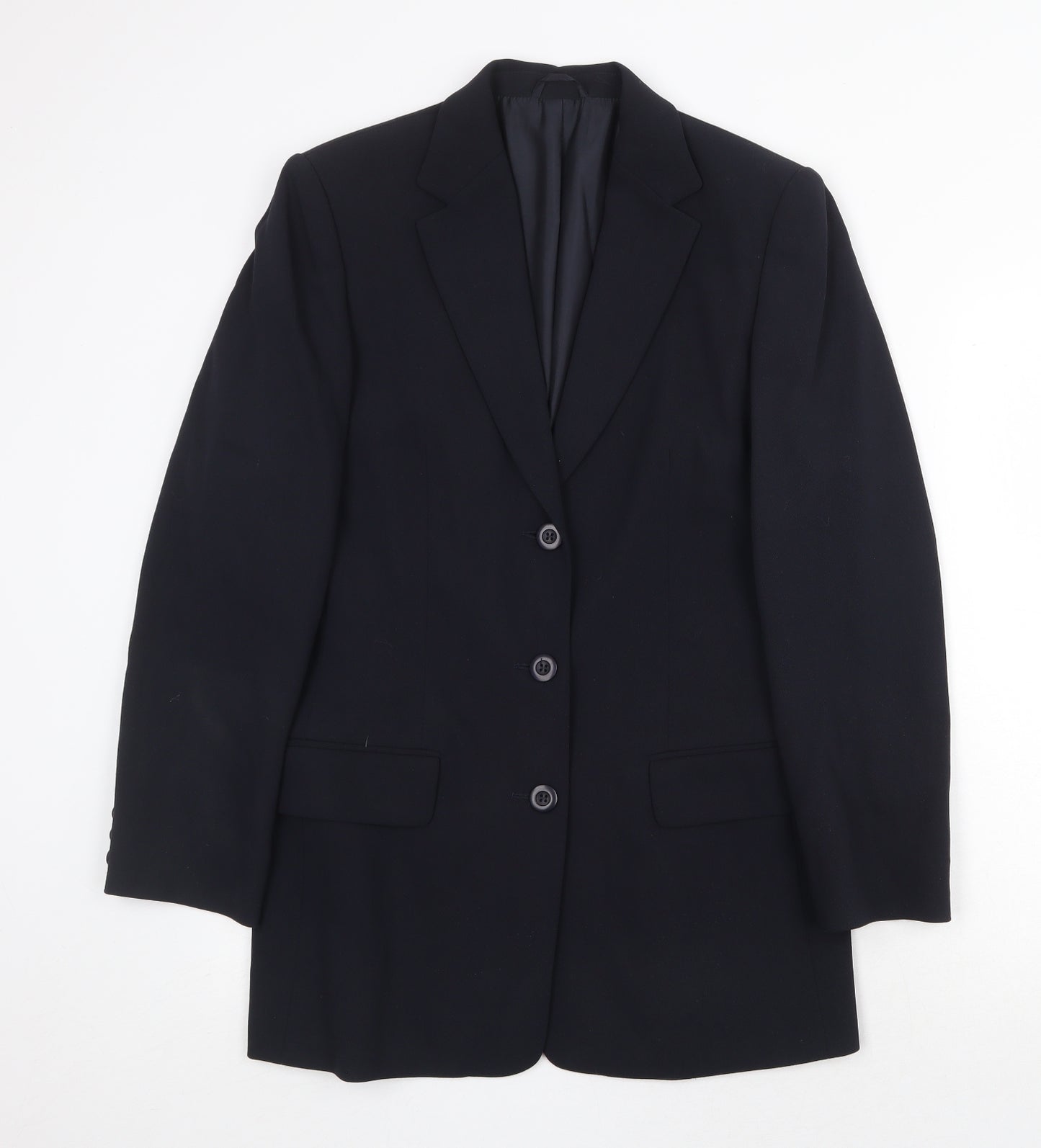 DCC Womens Blue Polyester Jacket Blazer Size 12 Button