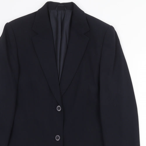DCC Womens Blue Polyester Jacket Blazer Size 12 Button