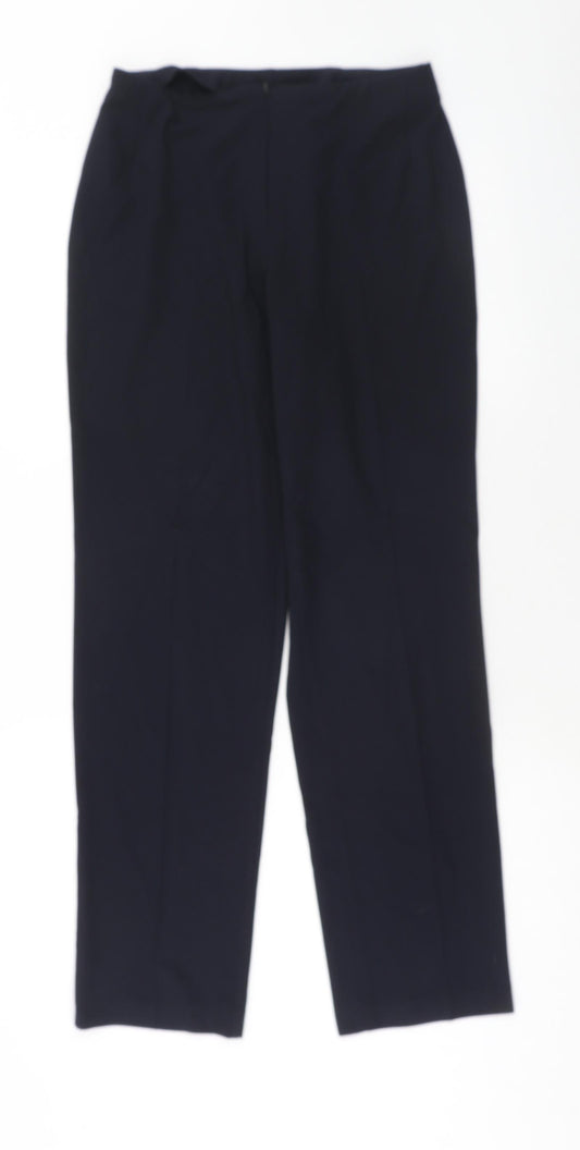 Marks and Spencer Womens Blue Polyester Trousers Size 8 Regular Zip