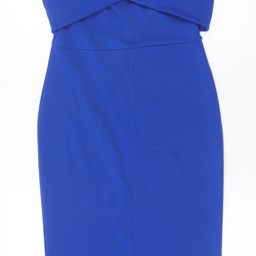 Quiz Womens Blue Polyester Pencil Dress Size 8 V-Neck Pullover