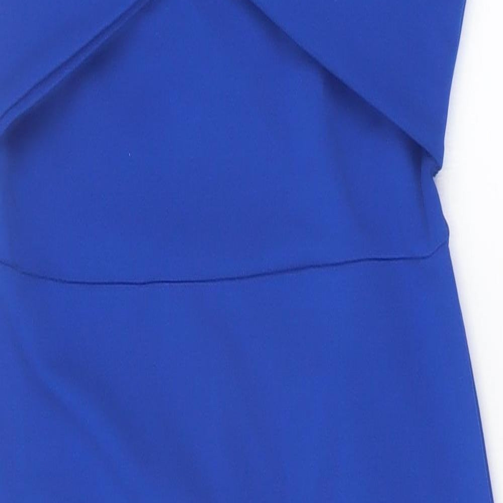 Quiz Womens Blue Polyester Pencil Dress Size 8 V-Neck Pullover