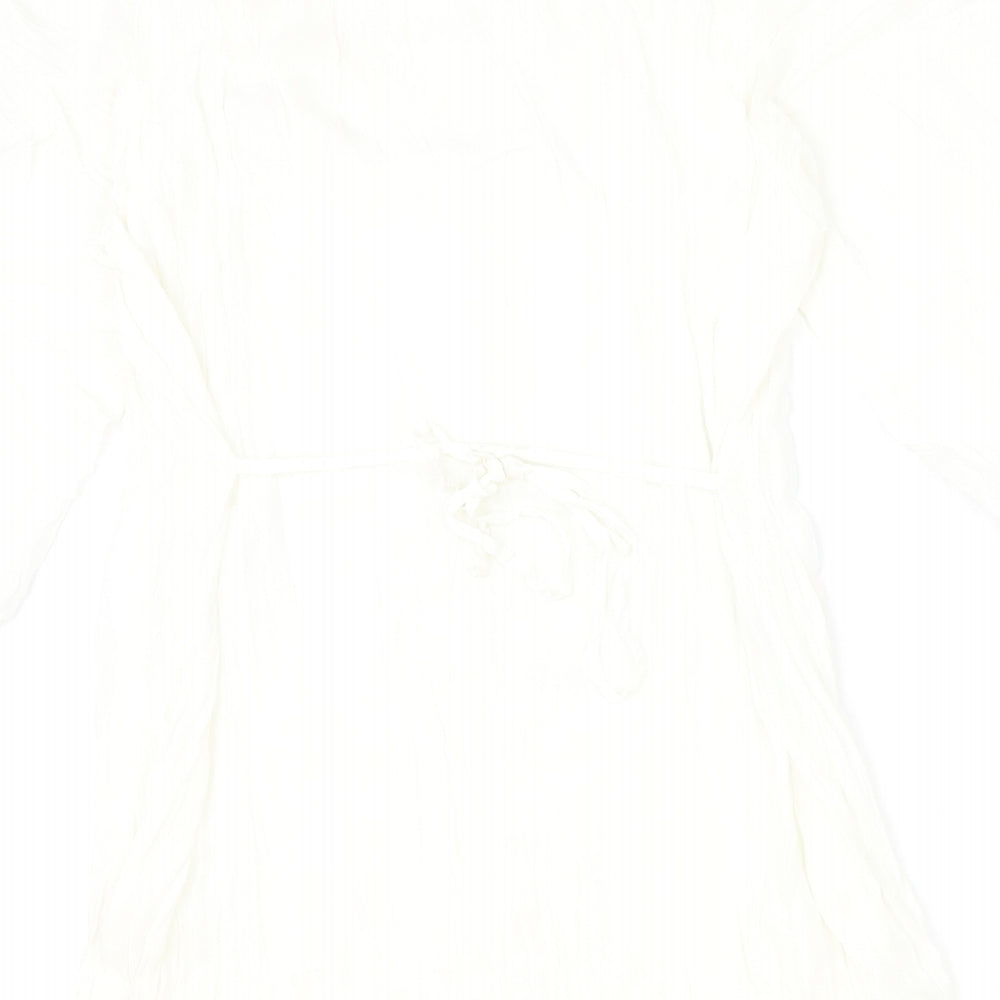 Savior Womens Ivory Polyester A-Line Size 14 V-Neck Pullover