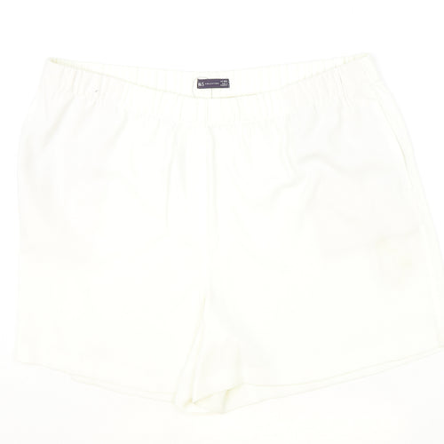 Marks and Spencer Womens Ivory Polyester Hot Pants Shorts Size 24 Regular Pull On