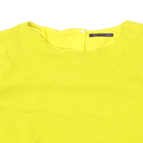 Marks and Spencer Womens Yellow Cotton Basic Blouse Size 22 Round Neck